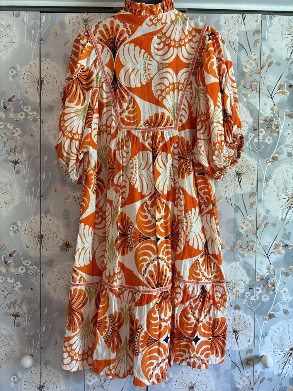 Umgee Orange & Cream Floral Ruffled Mini Dress - Picture 4 of 7